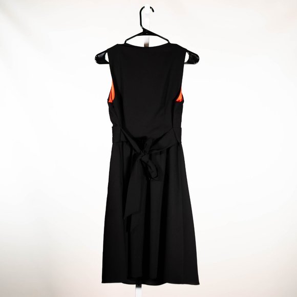 Vince Camuto Womens Dress Black Stretch V-Neck Belted Fit Flare Cocktail Party 4 - Picture 2 of 9